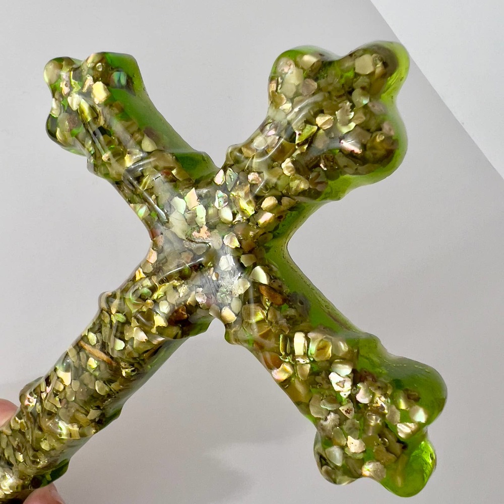 Lucite Mother of Pearl Christian Cross Crucifix Symbol of Faith & Hope VTG 8.25" - Picture 14 of 16